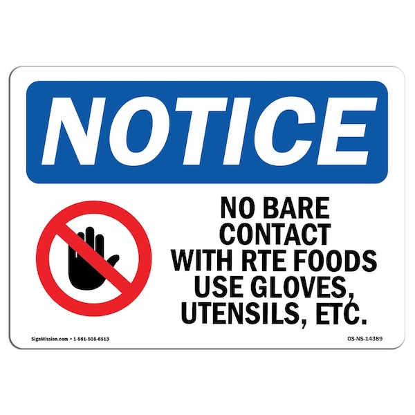 Signmission Safety Sign, OSHA Notice, 10" Height, No Bare Contact With Sign With Symbol, Portrait OS-NS-D-710-V-14390 - main